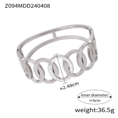 Fashion metal titanium steel bracelet with female geometric design and diamond studded spring buckle bracelet