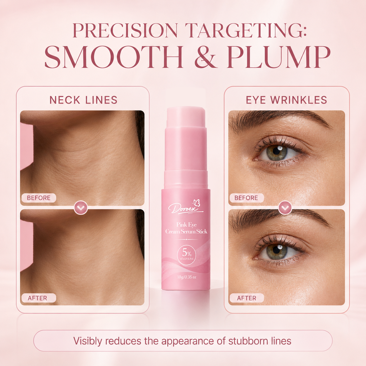 Pink Eye Cream Serum Stick—Smooths Wrinkles, Firms Skin, Anti-Aging Care